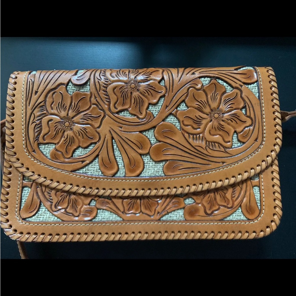 Origene by David Luna tooled leather crossbody bag.